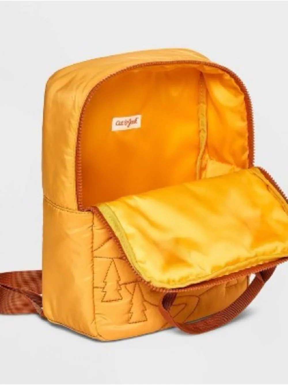 Cat & Jack Yellow Quilted Preschool Backpack with Brown Trim